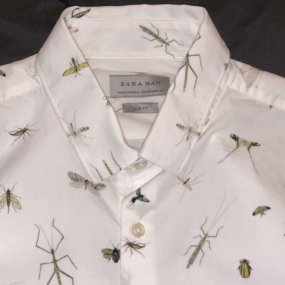 Zara Bug Print Button Up